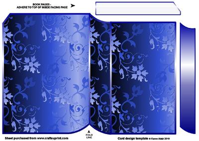 Blue Metallic Effect Floral Embossed New Book Shape Card