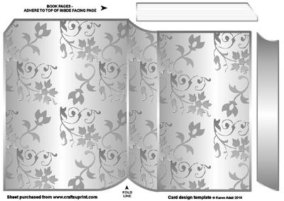 Silver Metallic Effect Floral Embossed New Shape Book Card