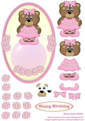 'rosie', the Ballerina Bear Cameo with Decoupage