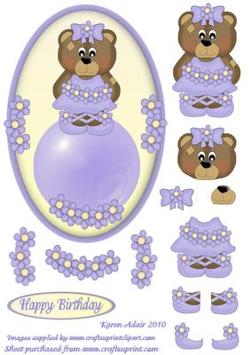 'lilac' the Ballerina Bear Cameo with Step by Step