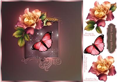 Rose A-sparkle Square Card Front with Step by Step