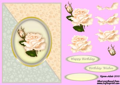 Peach Rose Card Front with Decoupage