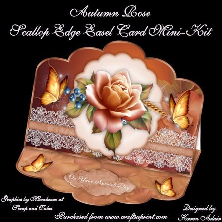 Autumn Rose Scallop Easel Card Mini-kit