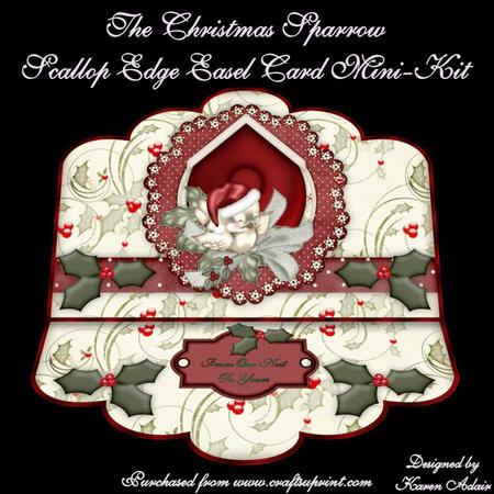 The Christmas Sparrow - Scallop Easel Card Mini-kit