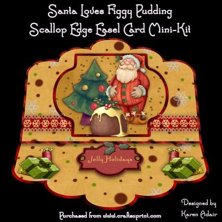 Santa Loves Figgy Pudding - Scallop Easel Card Mini-kit