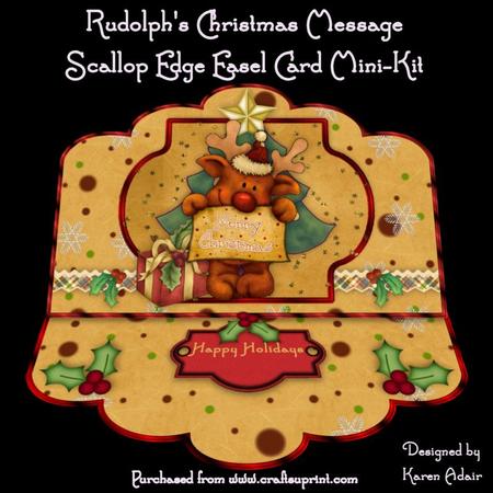 Rudolph's Christmas Message - Scallop Easel Card Mini-kit