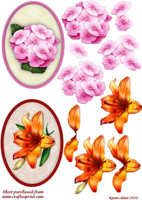 Rhododendron and Iris Cameo Toppers with Decoupage