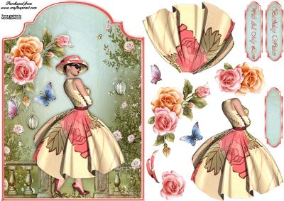A Glowing Rose Shaped Card Front with Step by Step