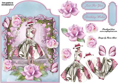 Rosey Trail Shaped Card Front with Step by Step