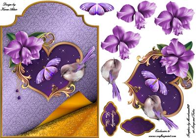Lilac Orchid Shaped Card Front with Step by Step