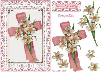 Sympathy Cross with Daffodils and Lace