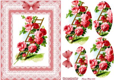 Climbing Roses 'n Lace Pyramid Card Front