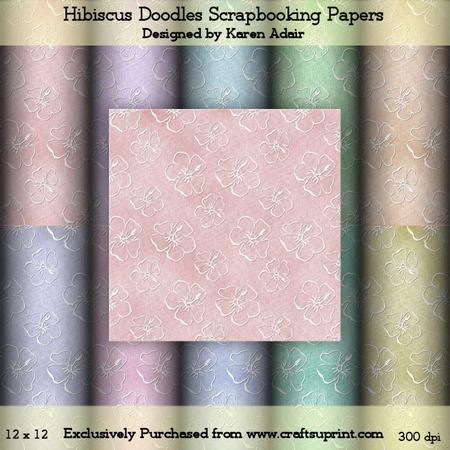 Hibiscus Doodles Scrapbooking Paper Set