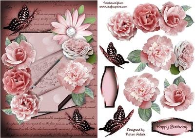Vintage Shabby Pink Card Front with Step by Step