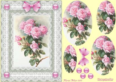 Pink Roses 'n Lace Pyramid Card Front