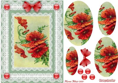 Poppies 'n Lace Pyramid Card Front