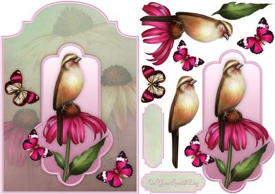 Courtly Coneflower Shaped Card Front with Step by Step