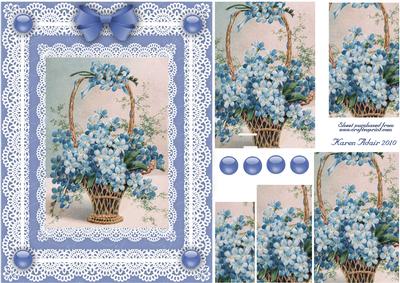 Forget Me Nots 'n Lace Spiral Pyramid Card Front