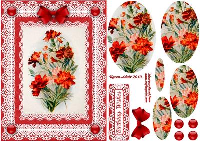 Carnations 'n Lace Pyramid Card Front