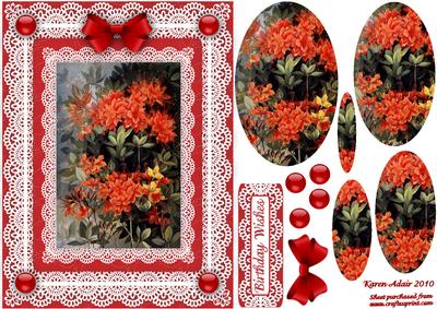 Rhododendrons 'n Lace Pyramid Card Front