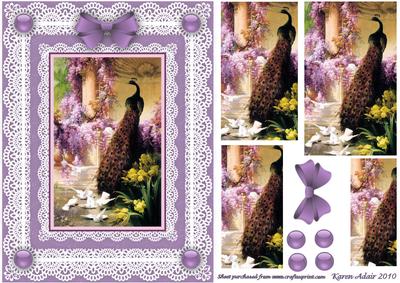Peacock and Doves in Lace Pyramid Card Front