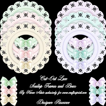 Cut Out Lace Scallop Frames and Bows