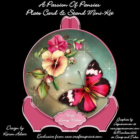 A Passion of Pansies Plate Card & Stand Mini-kit