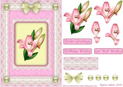 Lily 'n Lace Decoupage Card Front