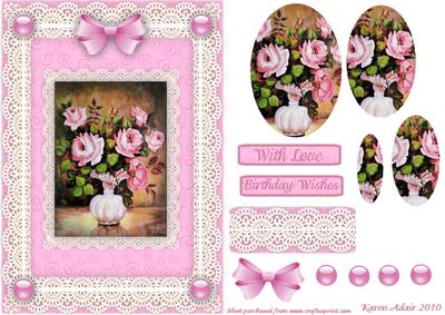 Pink Roses 'n Lace 2 Pyramid Card Front