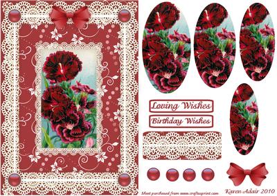 Chinese Pink 'n Lace Pyramid Card Front