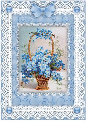 Forget Me Nots 'n Lace A4 Card Front