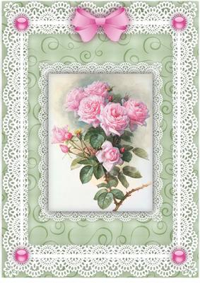 Pink Roses 'n Lace A4 Card Front