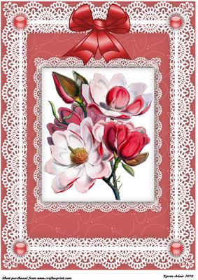 Magnolia 'n Lace A4 Card Front