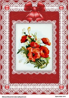Poppies 'n Lace A4 Card Front
