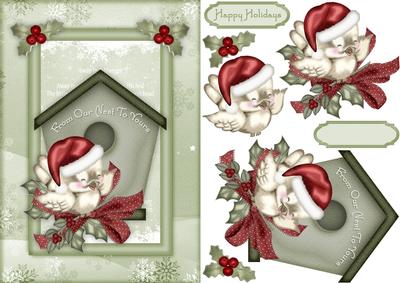Christmas Chirps Card Front with Step by Step