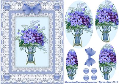 Violets 'n Lace Pyramid Card Front