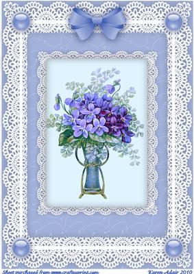 Violets 'n Lace A4 Card Front