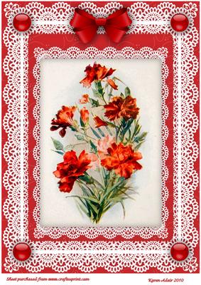 Carnations 'n Lace A4 Card Front