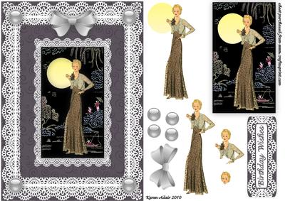 Art Deco Lady in the Orient 'n Lace Step by Step Card Front