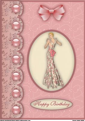Glamour Girl in Pink A4 Card Front