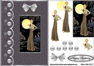 Glamour Girl in the Orient Decoupage Card Front