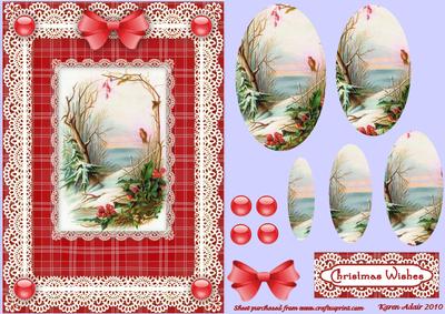 A Christmas Scene 'n Lace Pyramid Card Front