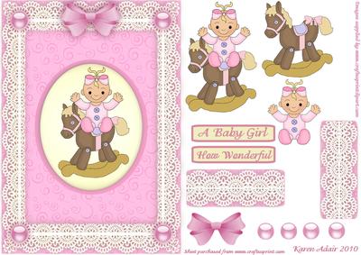New Baby Girl 'n Lace 2 Step by Step Card Front