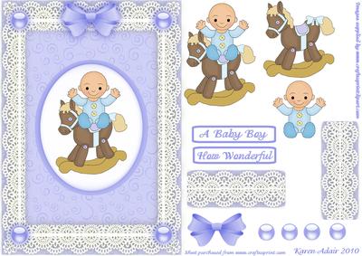 New Baby Boy 'n Lace Step by Step Card Front