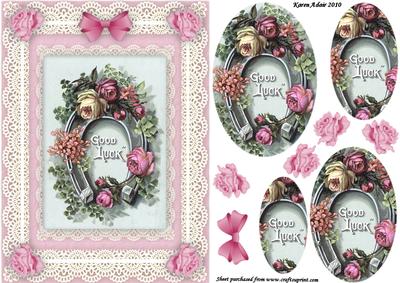 Horseshoe, Flowers 'n Lace Pyramid Card Front