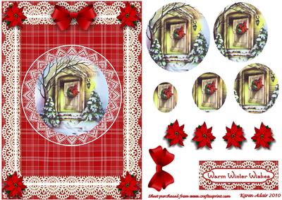 Warm Winter Wishes 'n Lace Pyramid Card Front