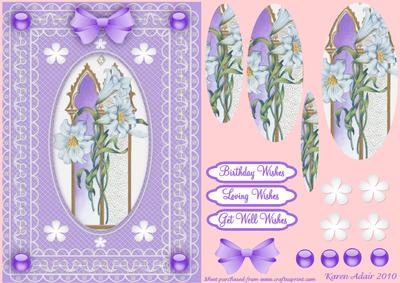 Church Window, Lilys 'n Butterfly Lace Pyramid Card Front