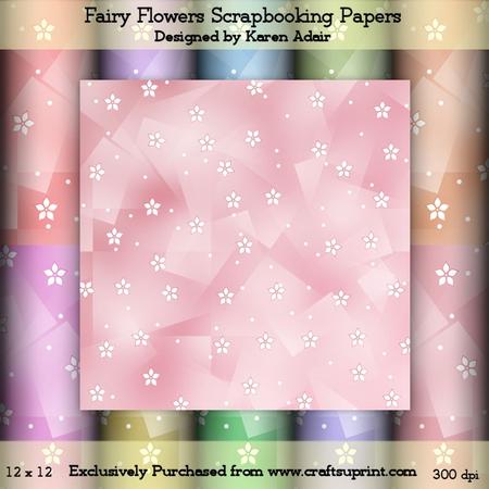 Fairy Flowers Scrapbooking Paper Set