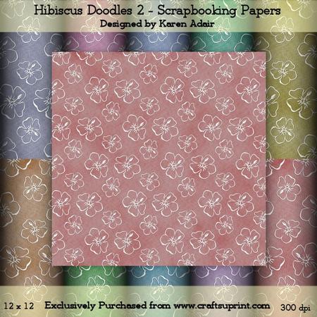 Hibiscus Doodles 2 Scrapbooking Paper Set
