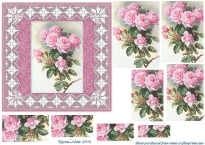 Pink Roses 'n Lace Spiral Pyramid Square Card Front